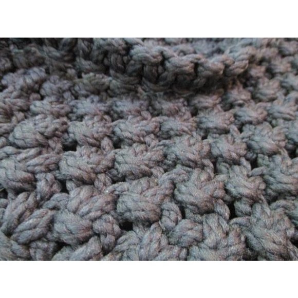 *Vintage BOHO Navy Blue Heavy Macrame Fabric Satchel - Picture 7 of 8